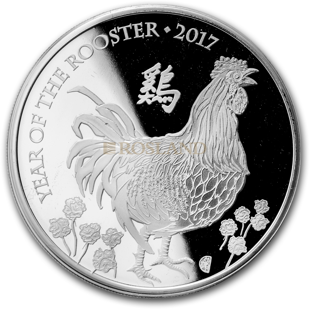 1 Unze Silbermünze Great Britain Jahr des Hahnes 2017 PP (Box, Zertifikat)