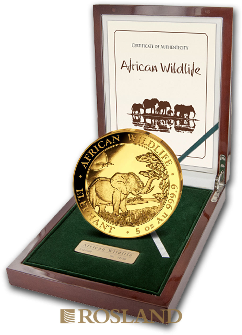 5 Unzen Goldmünze Somalia Elefant 2019 PP (Box, Zertifikat)