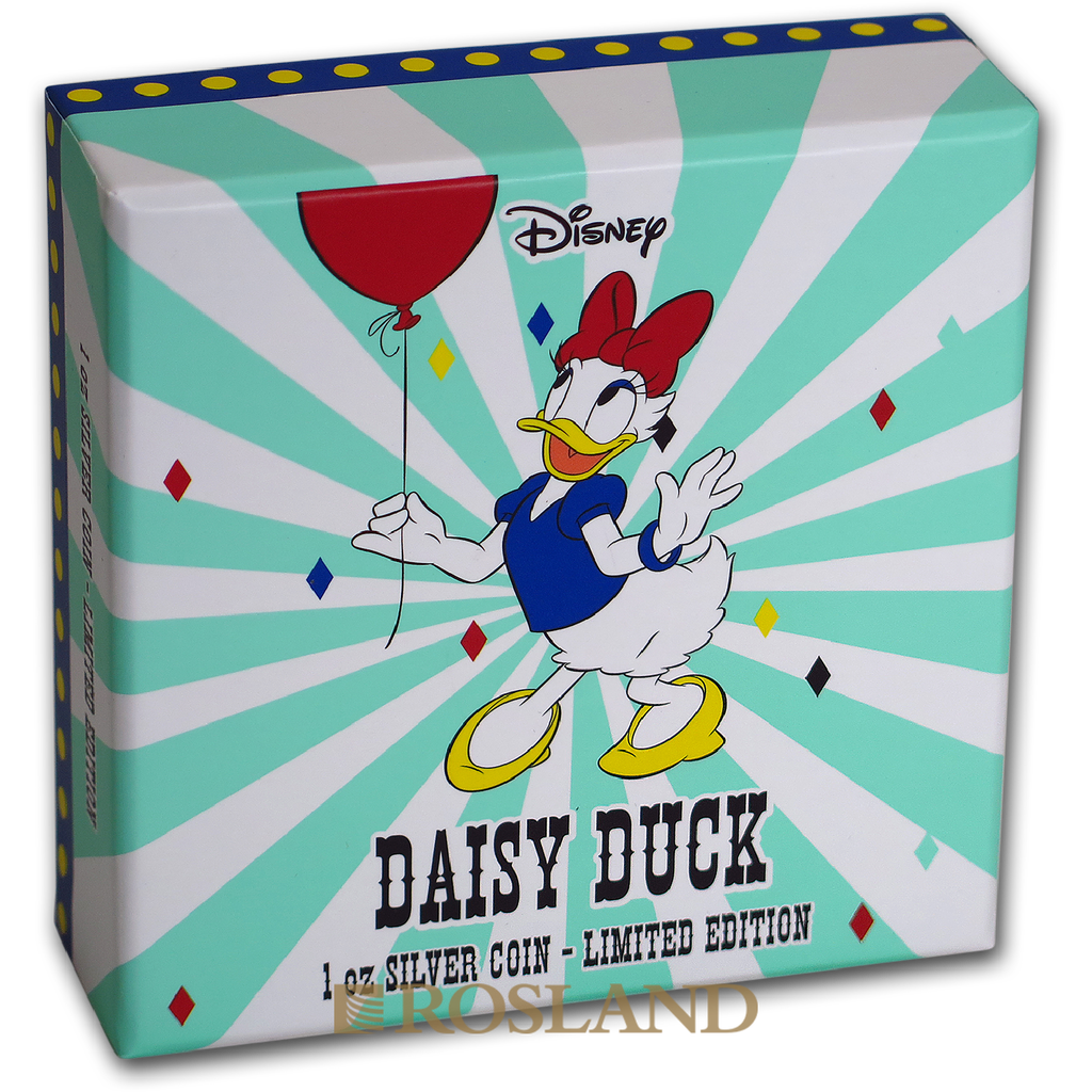 1 Unze Silbermünze Disney® Daisy Duck 2019 PP (Koloriert, Box, Zertifikat)