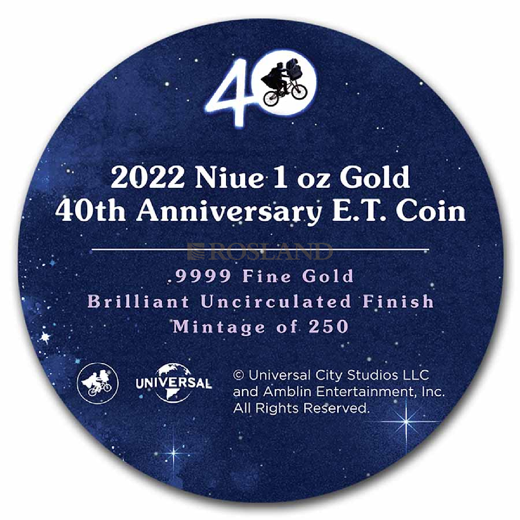 1 Unze Goldmünze E.T. 40 Jahre 2022 PP (Box, Zertifikat)