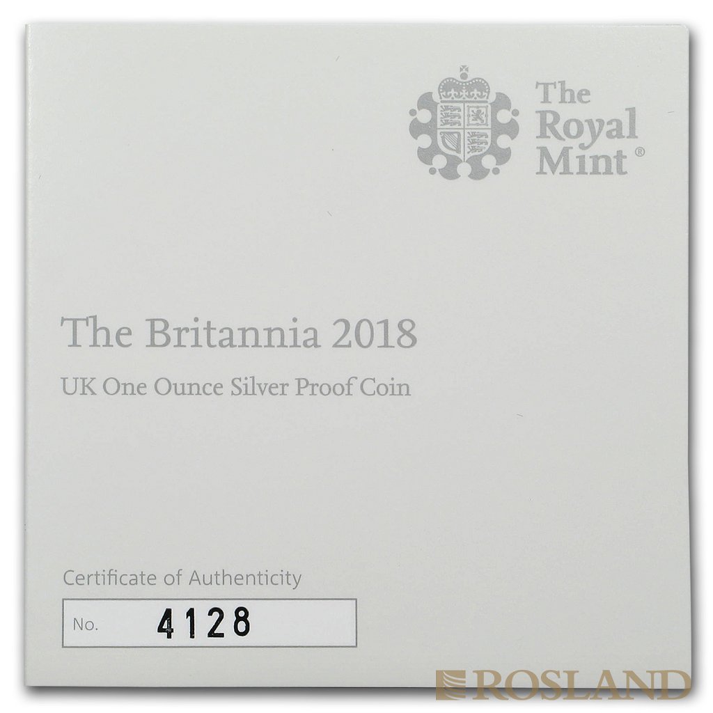 1 Unze Silbermünze Britannia 2018 PP (Box, Zertifikat)