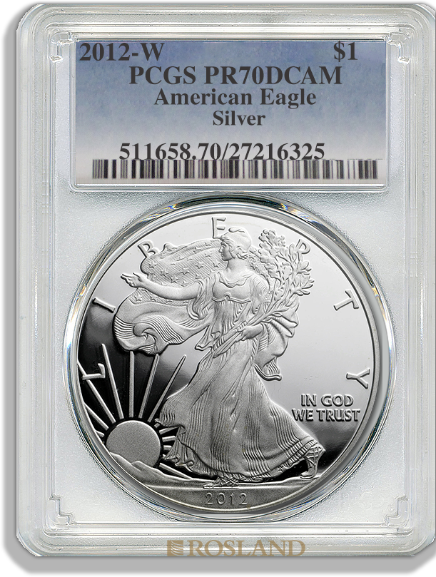 1 Unze Silbermünze American Eagle 2012 (W) PP PCGS PR-70 DCAM