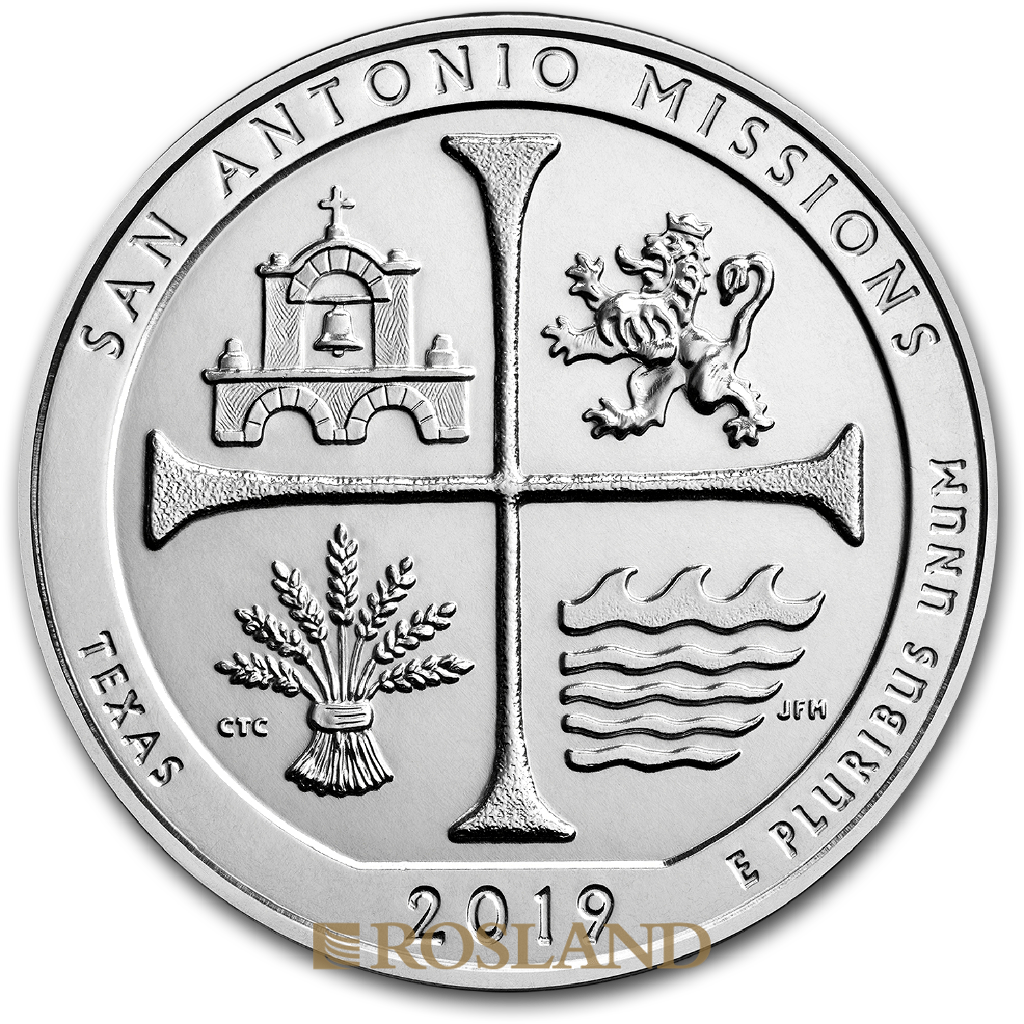 5 Unzen Silbermünze ATB San Antonio Missions National Hirstorical Park 2019