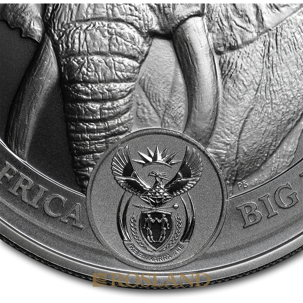 1 Unze Silbermünze Big Five Elefant 2019 (Box, Zertifikat)