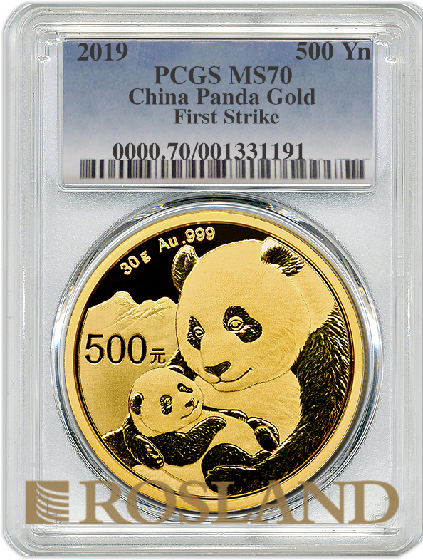 30 Gramm Goldmünze China Panda 2019 PCGS MS-70 First Strike
