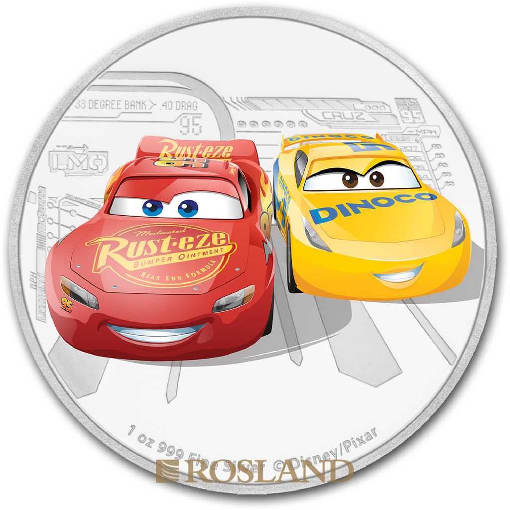 1 Unze Silbermünze Niue Disney® Cars Lightning McQueen 2017 (Koloriert, Box)