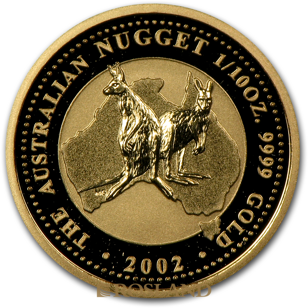 1/10 Unze Goldnugget Australien Känguru 2002