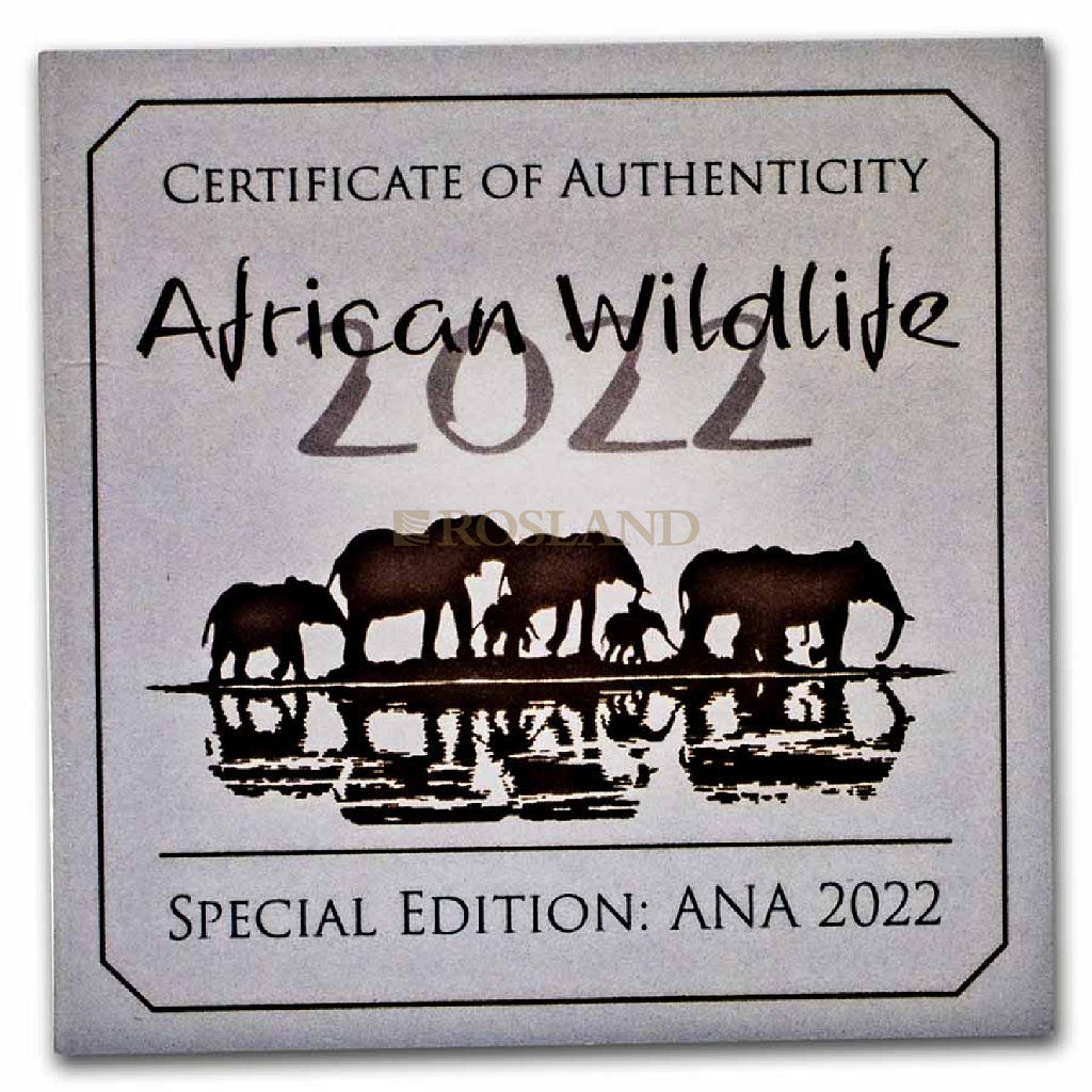 1 Unze Goldmünze Somalia Elefant 2022 Chicago ANA Privy (Box, Zertifikat)