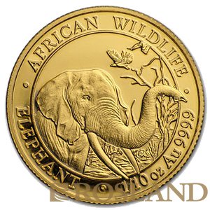 1/10 Unze Goldmünze Somalia Elefant 2018