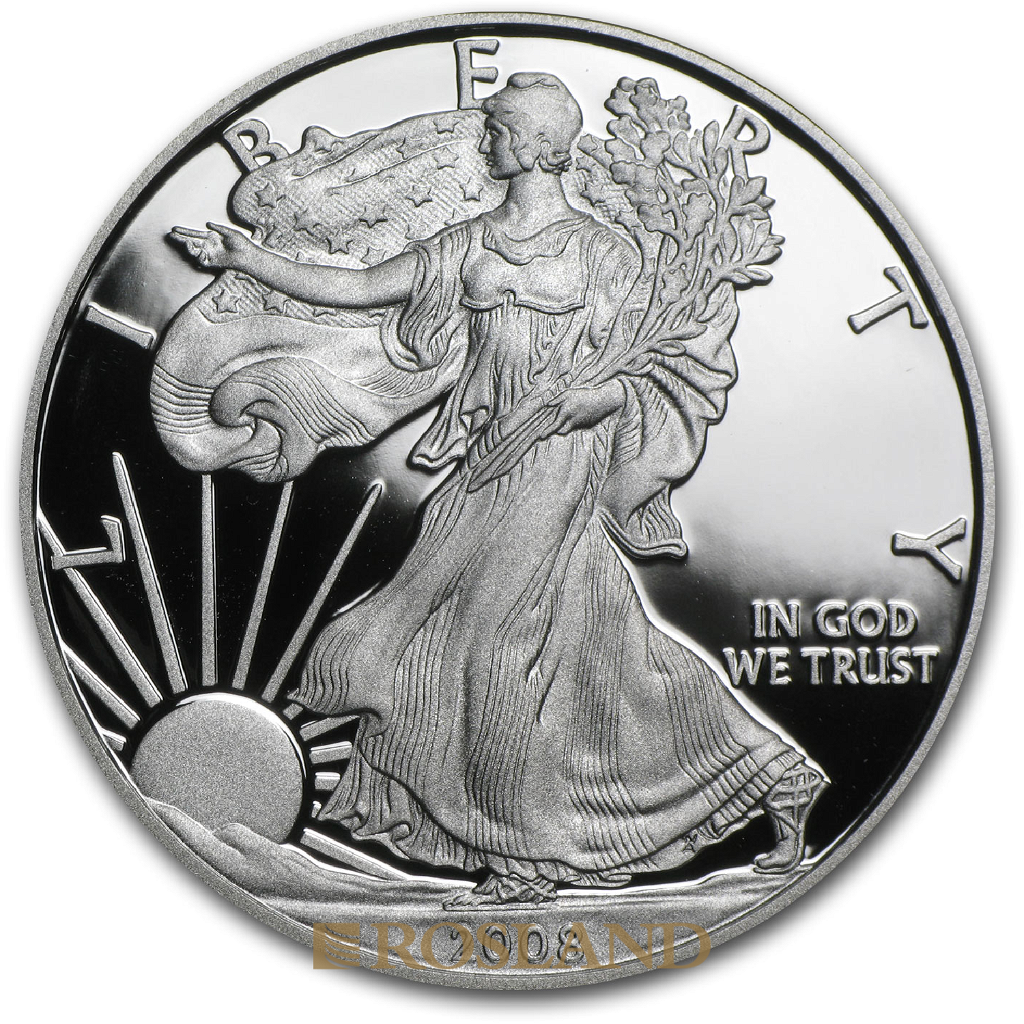 1 Unze Silbermünze American Eagle 2008 (W) PP (Box, Zertifikat)
