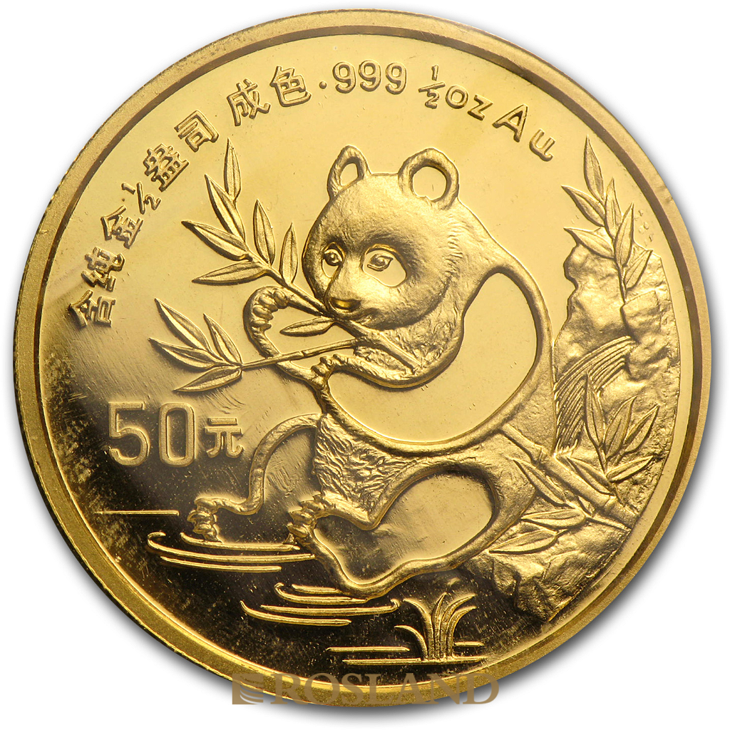 1/2 Unze Goldmünze China Panda 1991