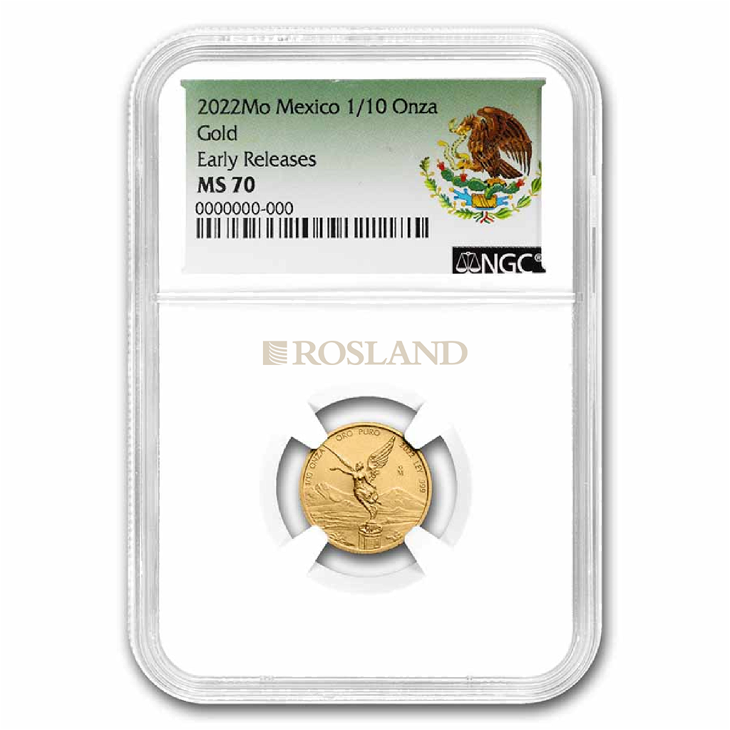 1/10 Unze Goldmünze Mexican Libertad 2022 PCGS NGC MS-70 Early Release