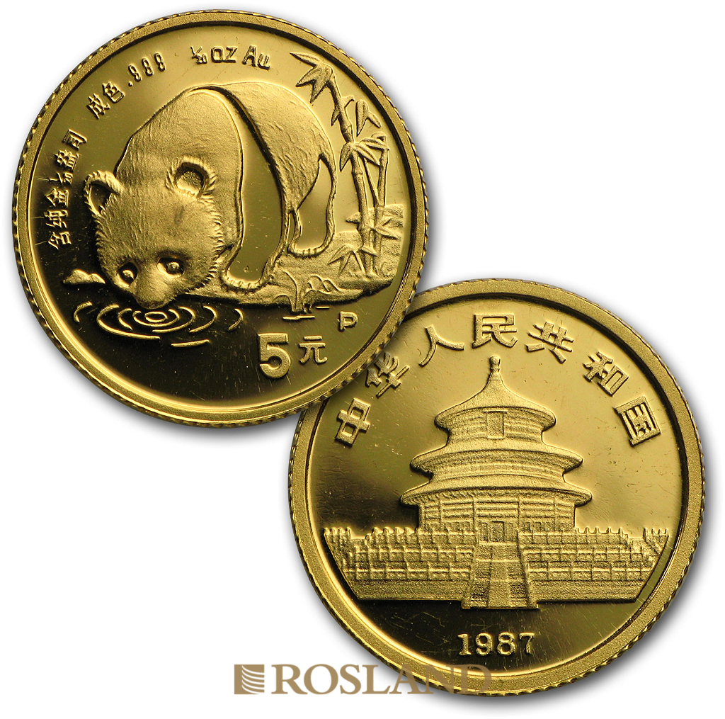 1,9 Unzen 5 Goldmünzen Set China Panda 1987 PP (Box, Zertifikat)