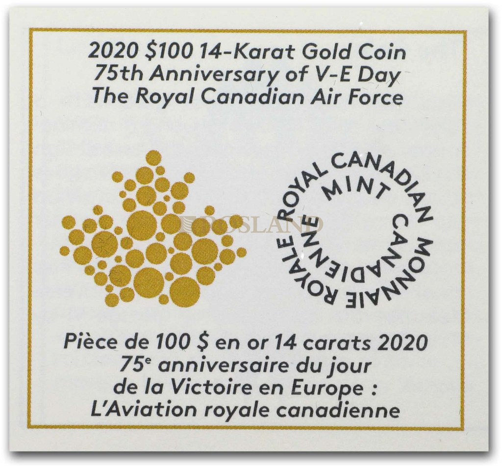 0,22 Unzen Goldmünze Canada Air Force 2020 (Box, Zertifikat)