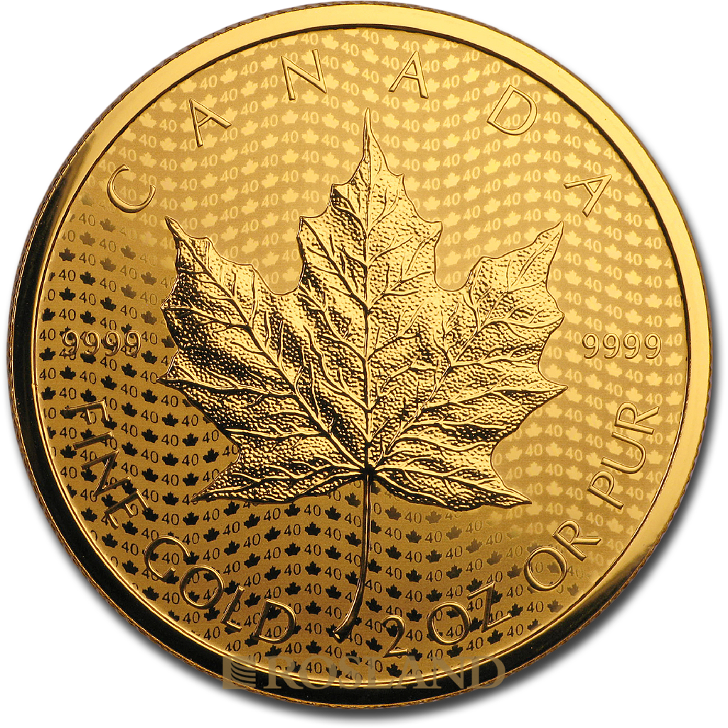 2 Unzen Goldmünze Kanada Maple Leaf 40 Jahre Jubiläum 2019 PP (Box, Zertifikat)