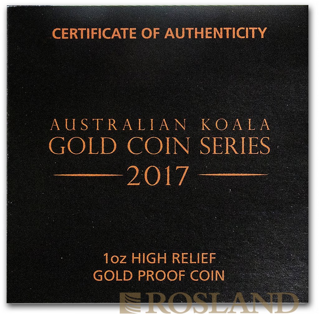 1 Unze Goldmünze Australien Koala 2017 PP (HR, Box, Zertifikat)