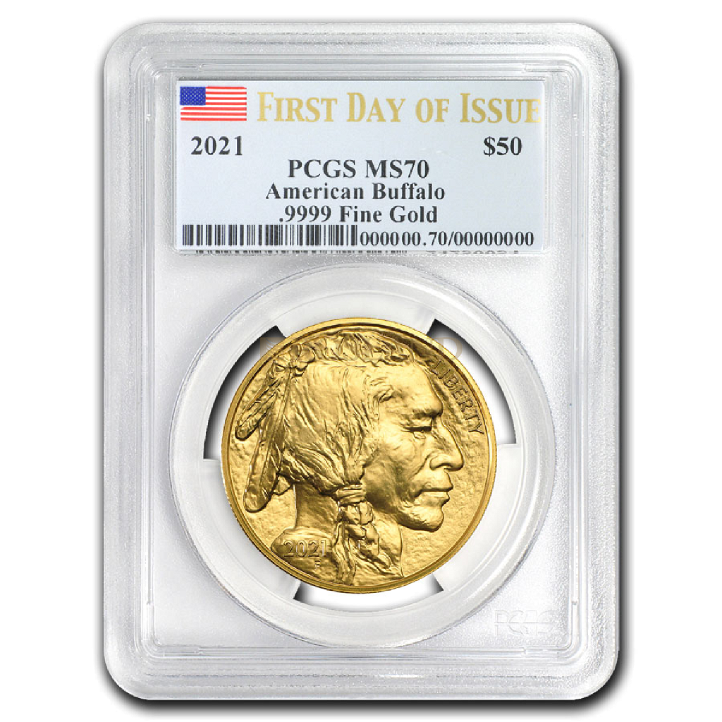 1 Unze Goldmünze American Buffalo 2021 PCGS MS-70 First Day of Issue 