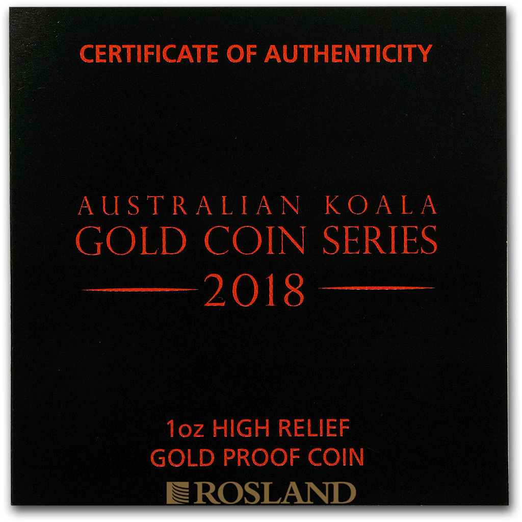 1 Unze Goldmünze Australien Koala 2018 PP (HR, Box, Zertifikat)