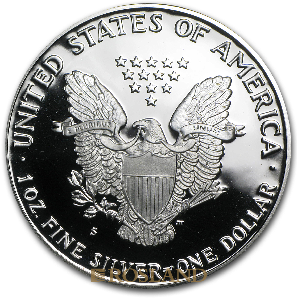 1 Unze Silbermünze American Eagle 1990 (S) PP (Box, Zertifikat)