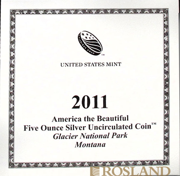 5 Unzen Silbermünze ATB Glacier National Park 2011 P (Box, Zertifikat)