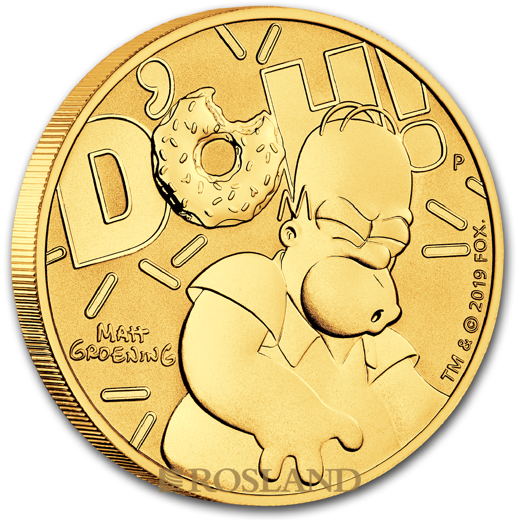 1 Unze Goldmünze Tuvalu Simpsons Homer 2020