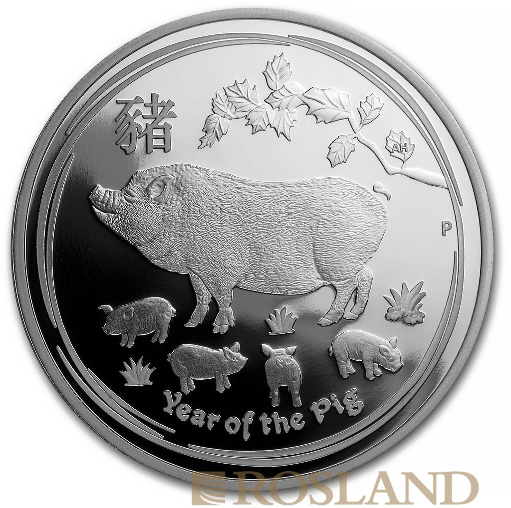 3 Silbermünzen Set (3,5 Unzen) Lunar 2 Schwein 2019 PP (Box, Zertifikat)
