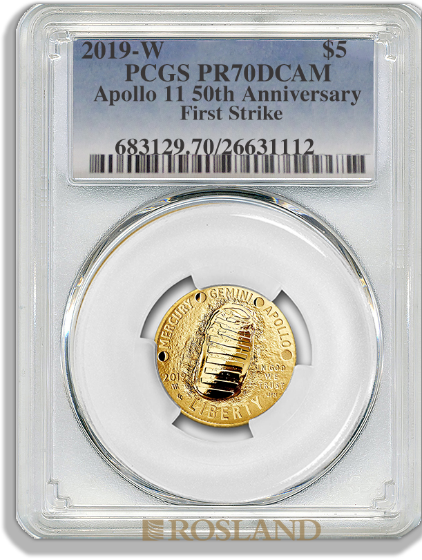 0,24 Unzen Goldmünze Apollo 10 - 50 Jahre Mondlandung 2019 PP PCGS PR-70 (FS, DCAM)