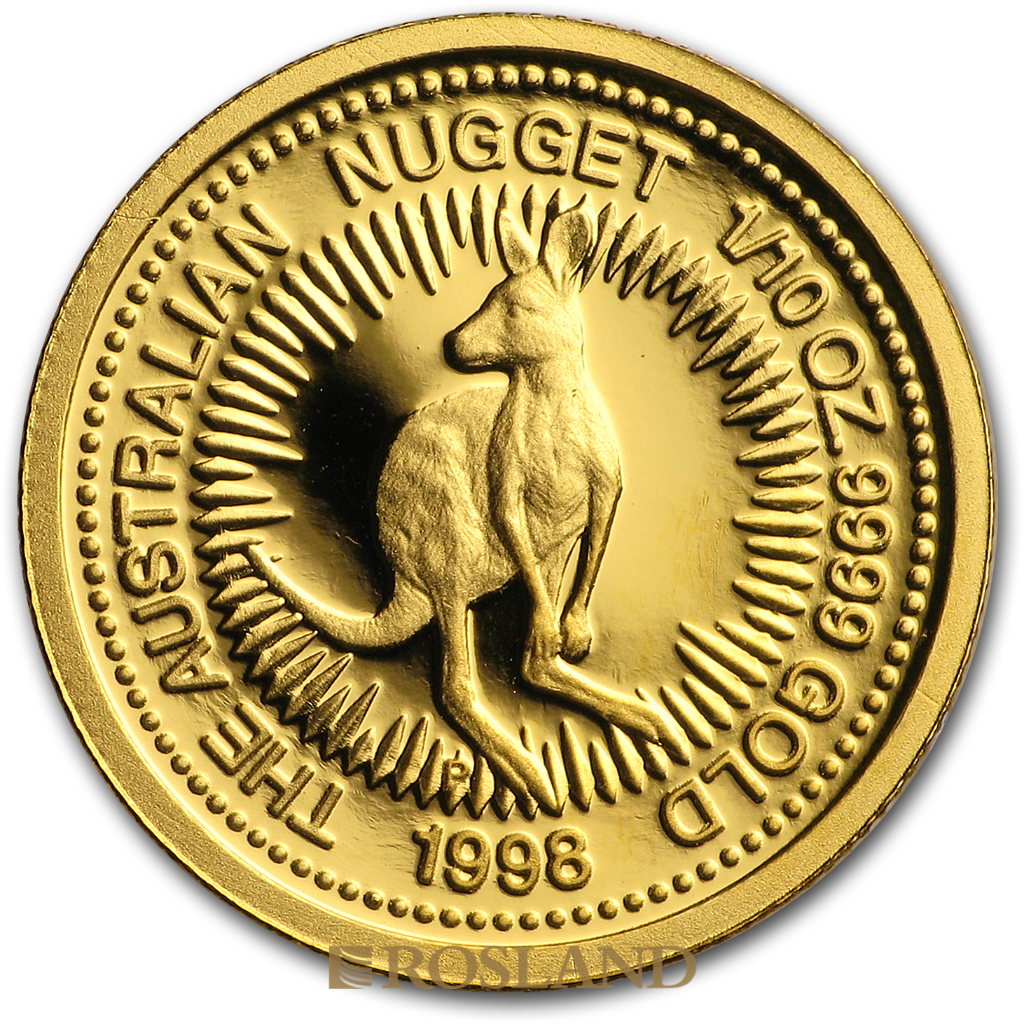 1/10 Unze Goldnugget Australien Känguru 1998 PP