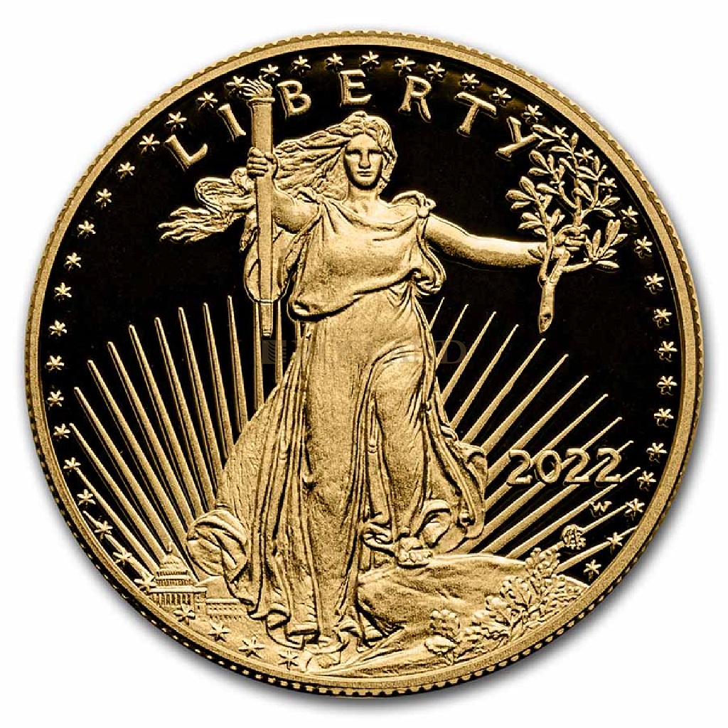 1 Unze Goldmünze American Eagle 2022 PP (W, Box, Zertifikat)