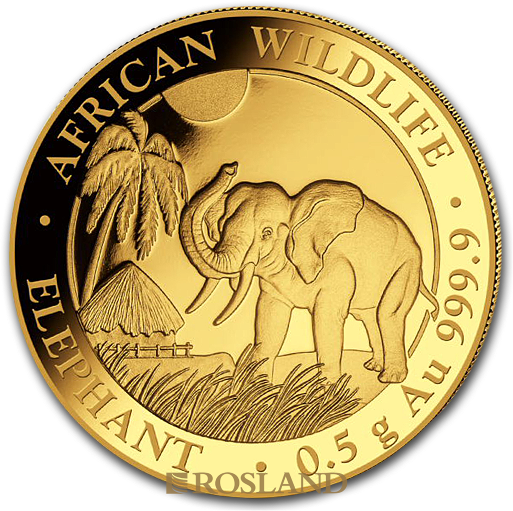 1/2 Gramm Goldmünze Somalia Elefant 2017
