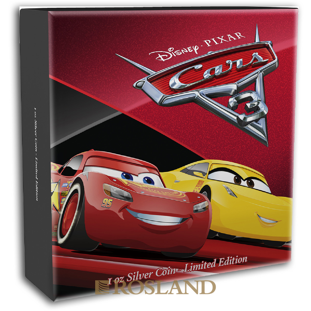 1 Unze Silbermünze Niue Disney® Cars Lightning McQueen 2017 (Koloriert, Box)