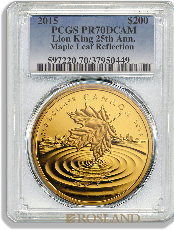 1 Unze Goldmünze Kanada Maple Leaf Reflection 2015 PP PCGS PR-70 (DCAM, .99999 Gold)