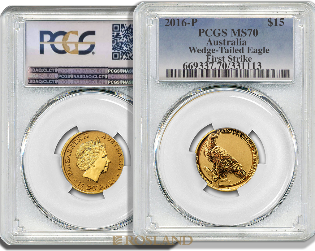 1/10 Unze Goldmünze Wedge Tailed Eagle 2016 PCGS MS-70 First Strike