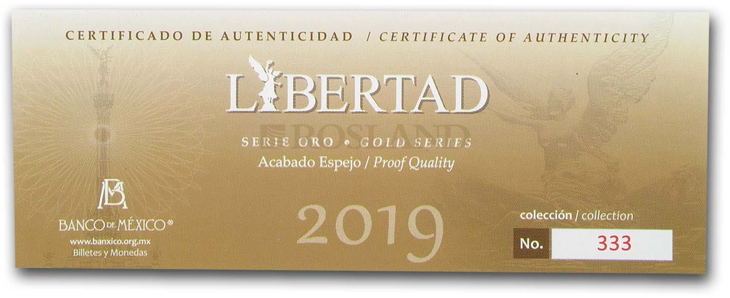 1,9 Unzen 5 Goldmünzen Set Mexican Libertad 2019 PP (Box, Zertifikat)