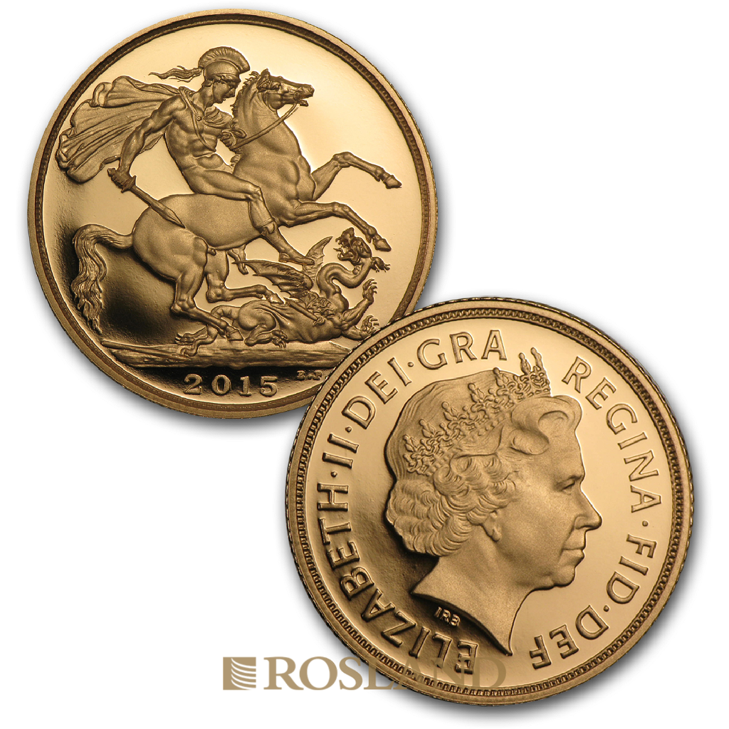 .823 Unzen - 3 Goldmünzen Set Großbritannien Sovereign 2015 PP (Box, Zertifikat)