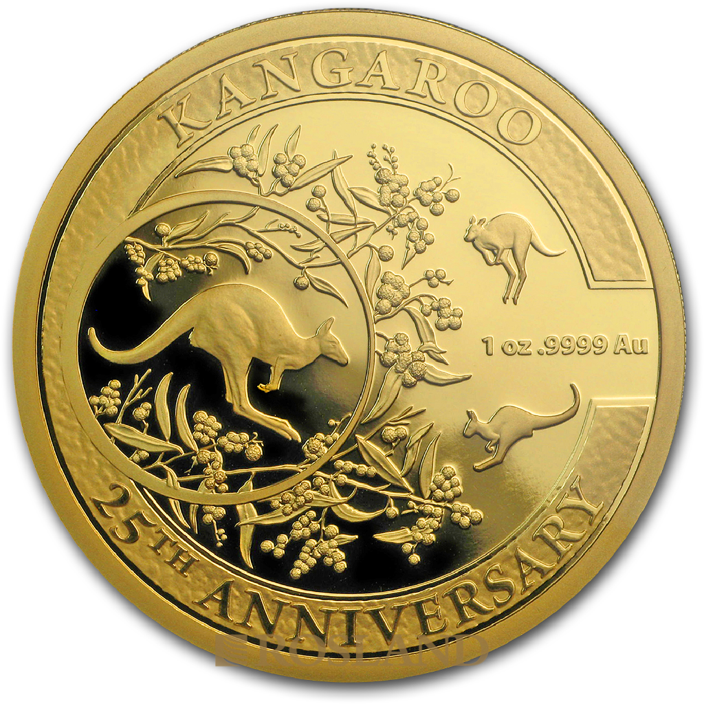 1 Unze Goldmünze RAM Känguru 25 Jahre Jubiläum 2018 PP (Box, Zertifikat)