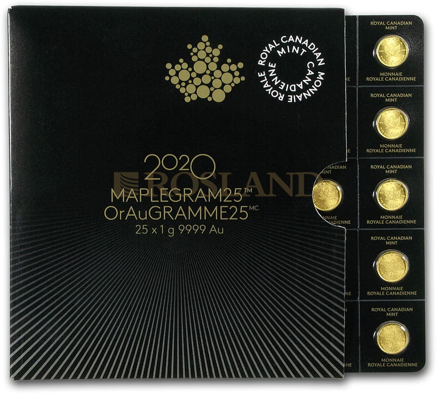 25x1 Gramm Goldmünze Maple Leaf 2020 (Maplegram25™)