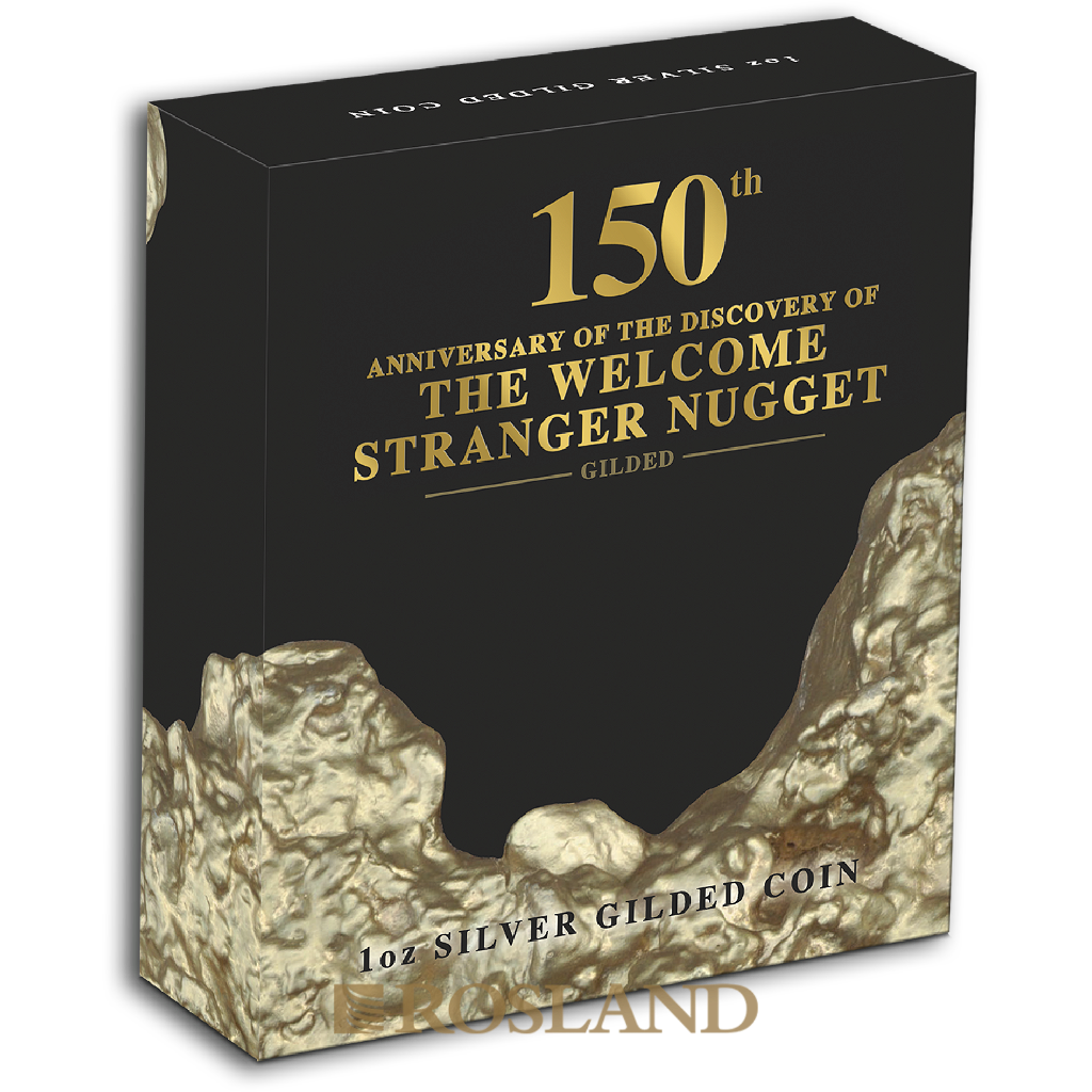 1 Unze Silbermünze Australien "Welcome Stranger" 2019 (Vergoldet, Box, Zertifikat)