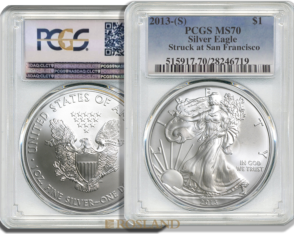 1 Unze Silbermünze American Eagle 2013 (S) PCGS MS-70