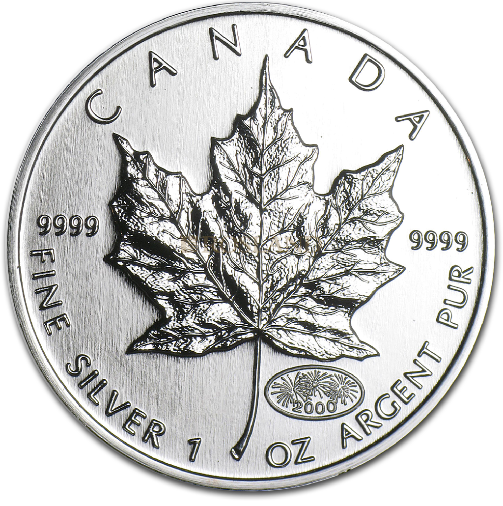 1 Unze Silbermünze Kanada Maple Leaf Fireworks 2000