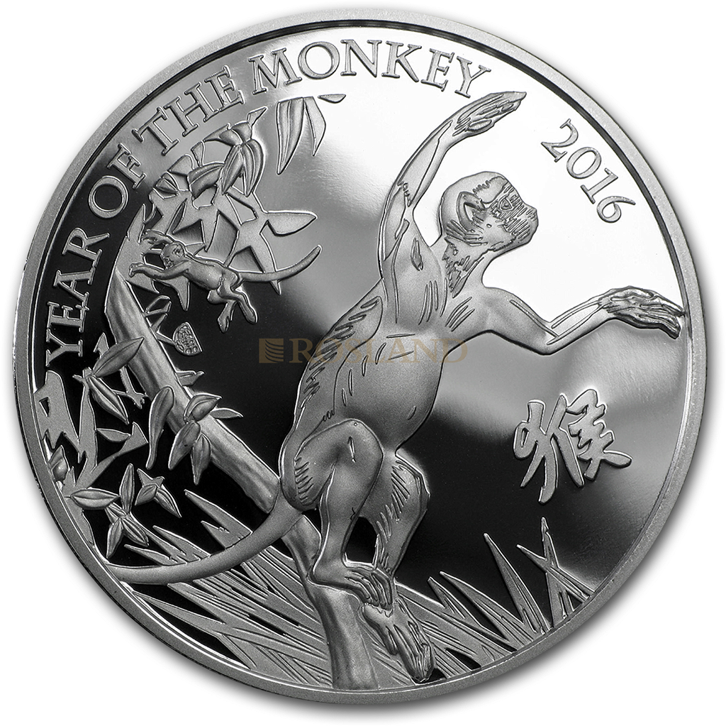 1 Unze Silbermünze Great Britain Jahr des Affens 2016 PP (Box, Zertifikat)
