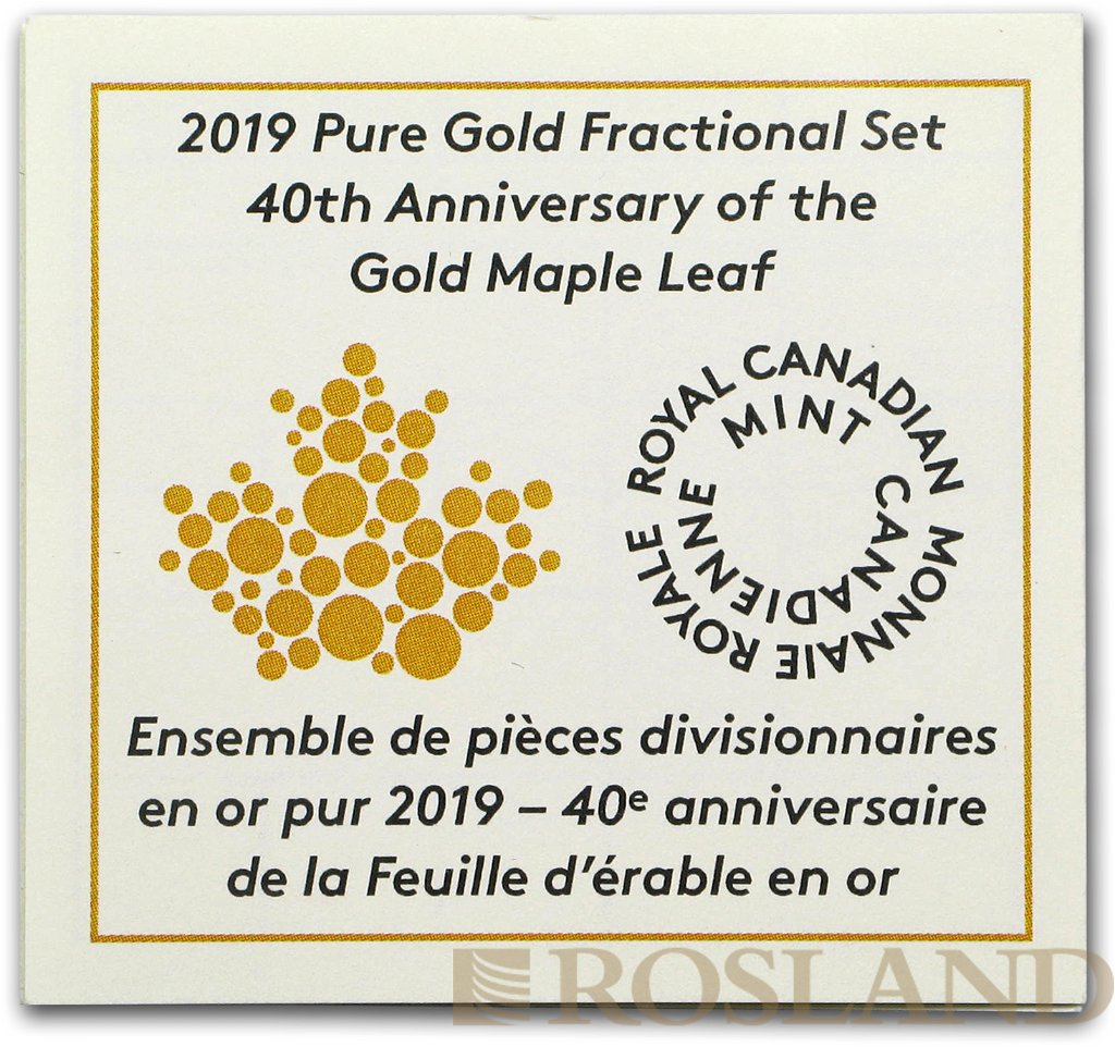 4 Goldmünzen Fractional Maple Leaf Set 2019 PP 40 Jahre Jubiläum