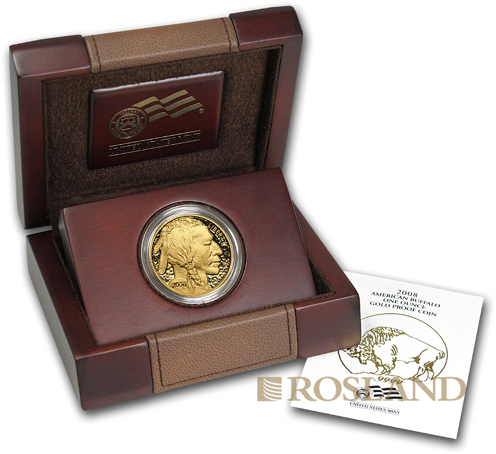 1 Unze Goldmünze American Buffalo 2008 PP (Box, Zertifikat)