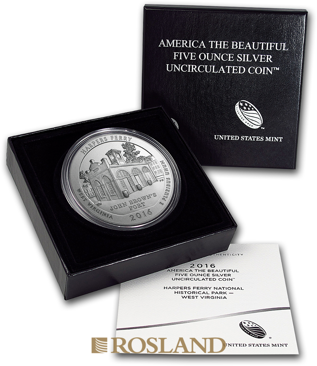 5 Unzen Silbermünze ATB Harpers Ferry National Historical Park 2016 P (Box, Zertifikat)