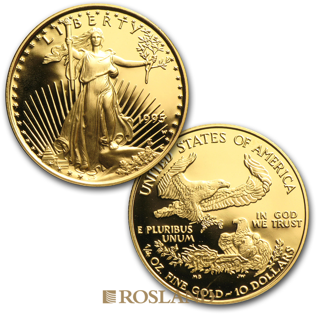 1,85 Unzen 5 Münzen Set American Eagle 1995 10 Jahre Jubiläum PP (W, Box, Zertifikat)