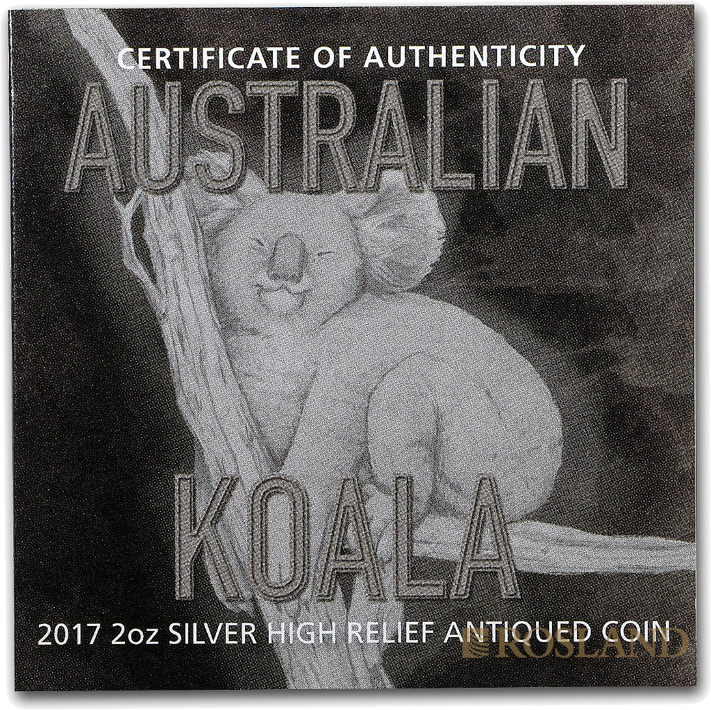 2 Unzen Silbermünze Koala 2017 High Relief Antik Edition