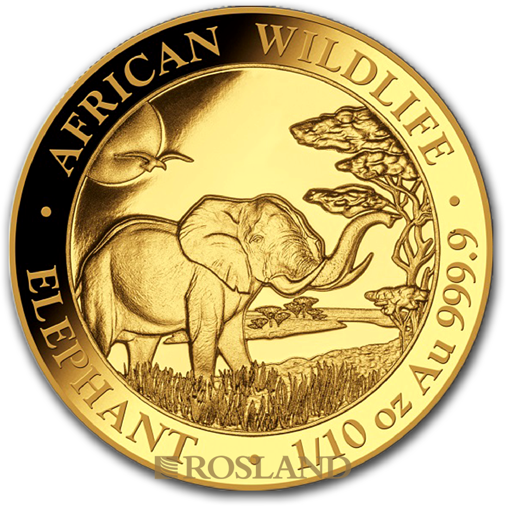 1/10 Unze Goldmünze Somalia Elefant 2019