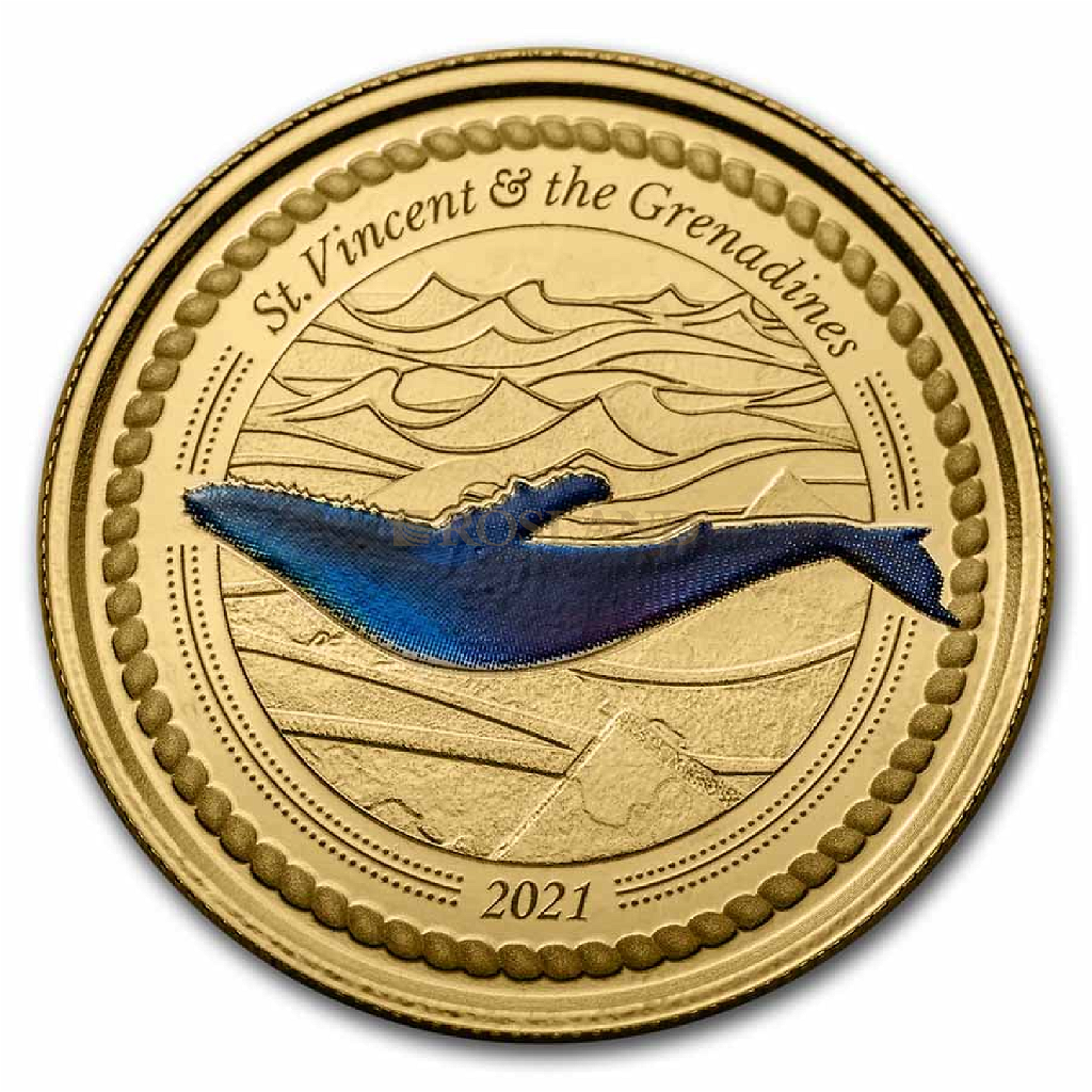 1 Unze Goldmünze EC8 St. Vincent & the Grenadines Humpback Whale PP (Koloriert, Box, Zertifikat) 