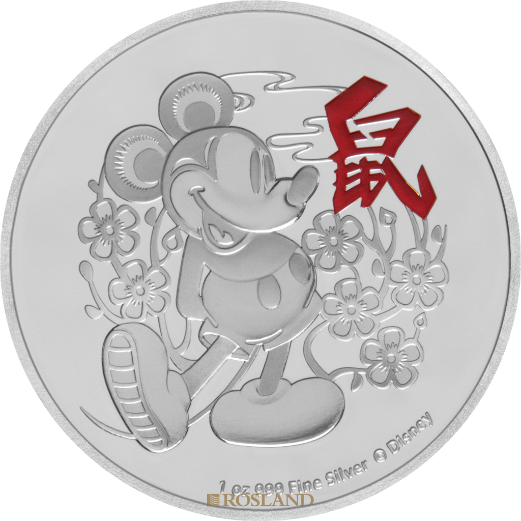 1 Unze Silbermünze Disney® Lunar Jahr der Maus 2020 PP (Koloriert, Box, Zertifikat)