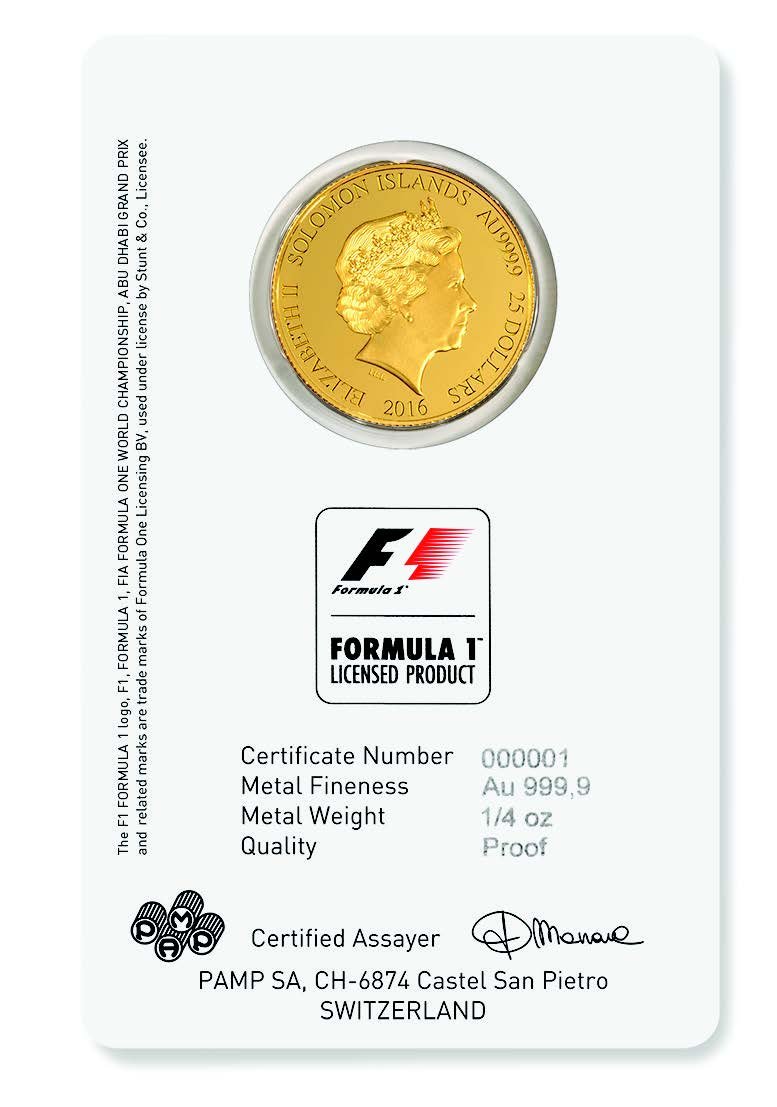 1/4 Unze Goldmünze Formel 1® Abu Dhabi GP™ 2016 PP (Box, Zertifikat)